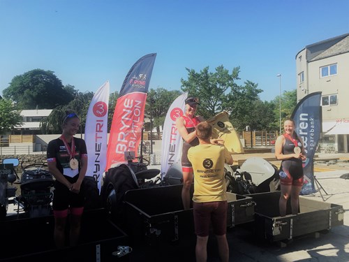 Pallen i sprint-NM, Bryne 2018, kvinner: Lotte Miller, Stine Dale, Solveig Natvig Løvseth